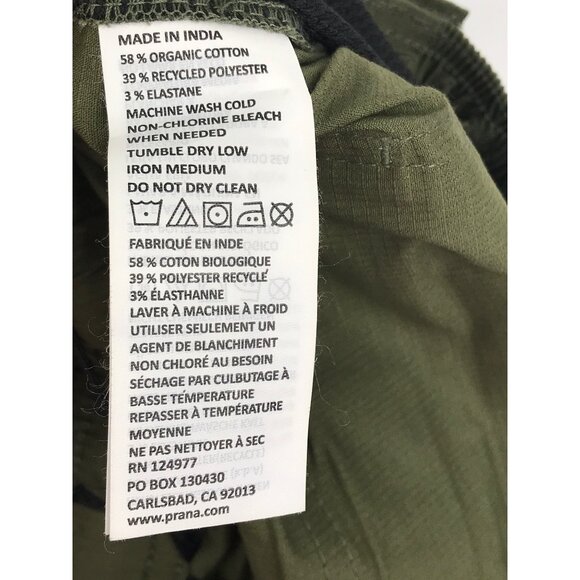Prana Mens Double Peak Elastic Waist Pant Cargo Green Size Small  NEW - Picture 7 of 7